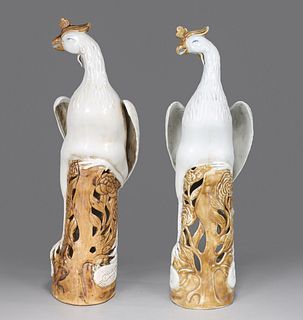 Pair of Chinese Porcelain Phoenix Birds