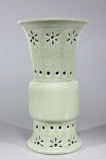 Large Chinese Celadon Glazed Porcelain Vase