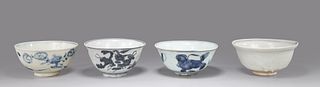 Four Chinese Ming Dynasty Porcelain Bowls