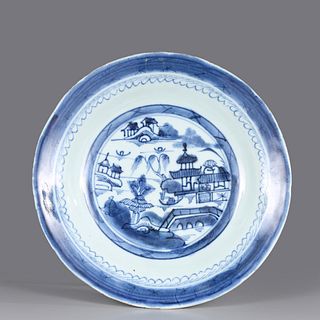 Canton Export Porcelain blue and white Low Bowl