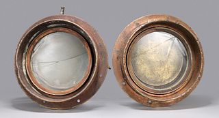 Two Antique Metal Porthole Covers
