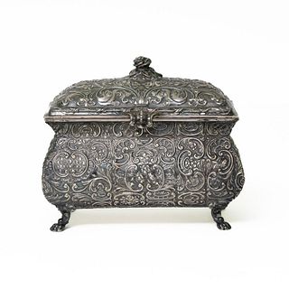Antique German 800 Silver Repousse Jewelry Box