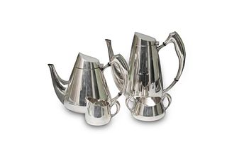 Kronen Danish Mid-Century Modern Style Four-Piece Silver-plated Coffee/Tea Set