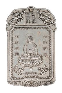 Chinese silverplate waist card, Tathagata Buddha