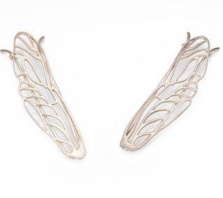 Angela Cummings for Tiffany and Co signed silver dragonfly wing hair clips