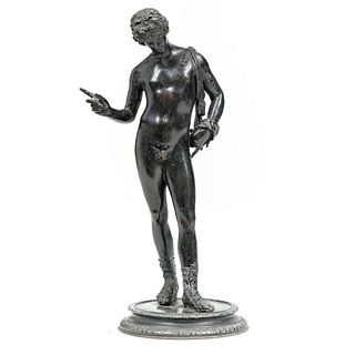 Antique Grand Tour Cabinet Bronze Sculpture of a Male Figure