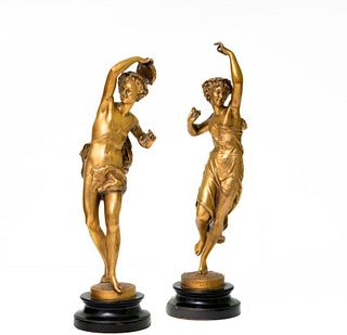 Ernest Rancoulet (French, 1870-1915). Late 19th Century Dore Bronze Statues, Harmony and Dance