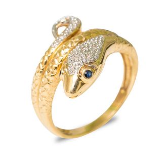 14-Karat Yellow-Gold, Blue Sapphire and Diamond 'Serpent' Ring