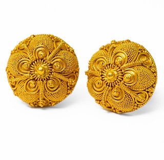 22k etruscan revival filigree earrings