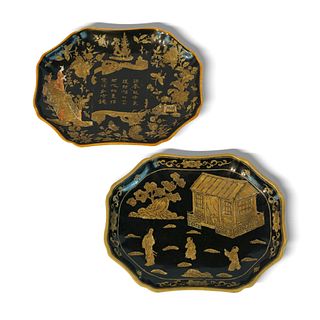 A pair of XIX Century black chineese porcelainÂ 