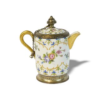 French XIX century silver mounted coffee pot. (sevres mark)Â 