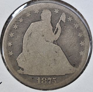 1875 SEATED LIBERTY HALF DOLLAR AG