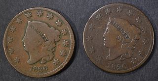 (2) 1826 LARGE CENTS  GOOD & VG