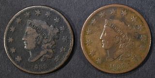 (2) 1833 LARGE CENTS  VG