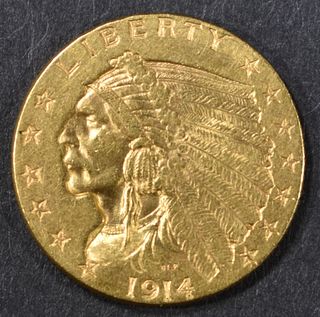 1914 GOLD $2.5 INDIAN  CH BU