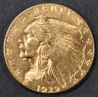 1929 GOLD $2.5 INDIAN  CH BU