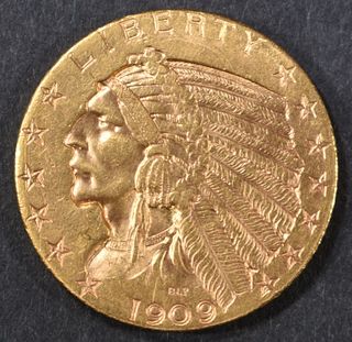 1909-D GOLD $5 INDIAN  CH/GEM BU