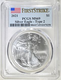 2021 TYPE 2 AMERICAN SILVER EAGLE  PCGS MS-69
