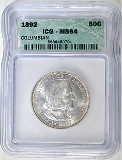 1892 COLUMBIAN COMMEM HALF DOLLAR ICG MS-64