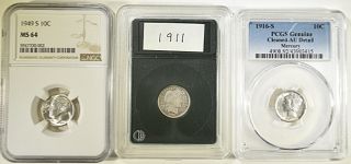 LOT OF 3 TYPE DIMES: