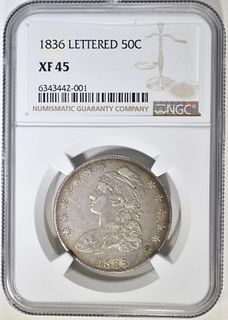 1836 LETTERED BUST HALF DOLLAR  NGC XF-45