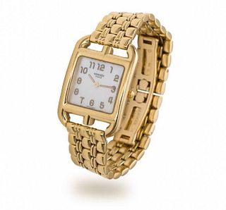 Hermes, Cape Cod 18K Yellow Gold Wristwatch with 18 k Bracelet