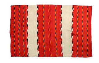 A Navajo Transitional Banded Child's Blanket, 38 x 59 inches.
