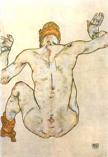 Egon Schiele (After) - Nude seated from behind