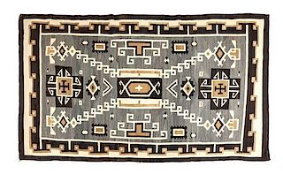 A Navajo Two Grey Hills Rug, 100 1/2 x 61 1/2 inches.