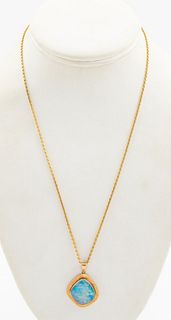 9K/14K Yellow Gold Opal Pendant & Necklace