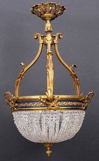Empire Style Montgolfier Crystal Basket Chandelier