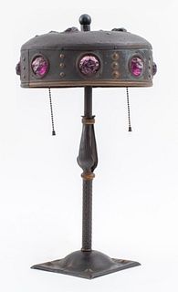 Secessionist Patinated Brass Table Lamp