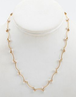 14K Rose Gold Cultured Pearl Necklace