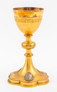 French Gilt and Silvered Metal Chalice