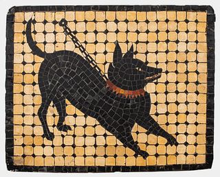 Grand Tour Style Roman Cave Canem Dog Mosaic