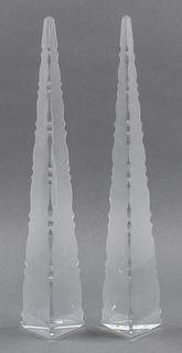 Baccarat Crystal Glass Obelisks, Pair