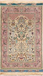 Persian Tabriz Wool & Silk Prayer Rug