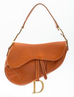 Christian Dior Saddle Bag in Tan Brown Leather