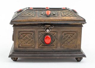 Arts & Crafts Coral Mounted Copper Humidor