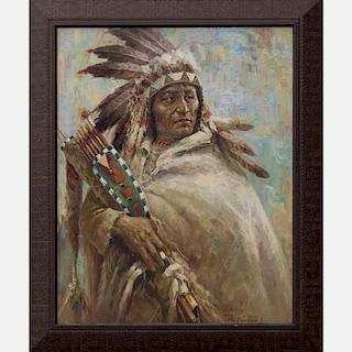 Troy Denton (b. 1949) Indian Chief, Oil on canvas,