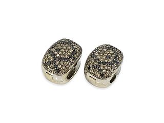 Barry Kronen 18K Gold Hoop Earrings w 3ct Chocolate Diamonds