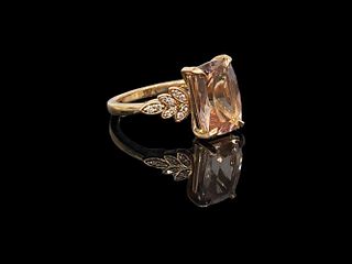 14k Rose Gold 4.5 ctw Morganite & Diamond Ring Size 6.25