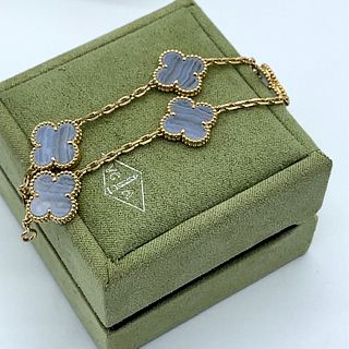 Van Cleef & Arpels 18K Vintage Alhambra 5 Motif Bracelet