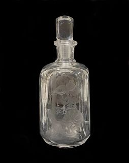 Kjellander Swedish Etched Art Glass Bottle