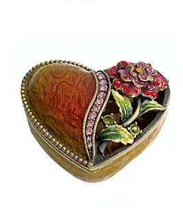 Mid Century Heart Bronze Miniature Box