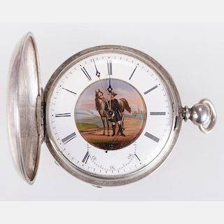 An English Silver Plated Pocket Watch by J.M. Cabe, London, 20th Century,