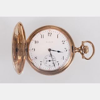 An Elgin 14kt. Yellow Gold Pocket Watch, 20th Century.
