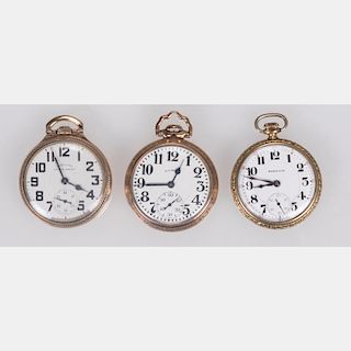 A Group of Three American Gold Filled Pocket Watches, 20th Century.