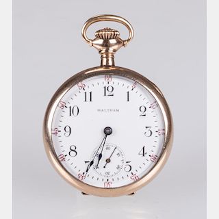 A Waltham (Massachusetts) 10kt. Yellow Gold Plated Ladies Pocket Watch, 20th Century,