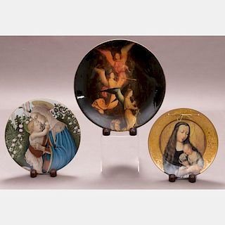 A Group of Three Decorative Plates Depicting Religious Themes, 20th Century,